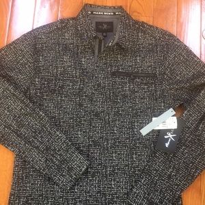 New! Marc Ecko Black Pattern Long Sleeve Button Down Chest Pockets Shirt Small